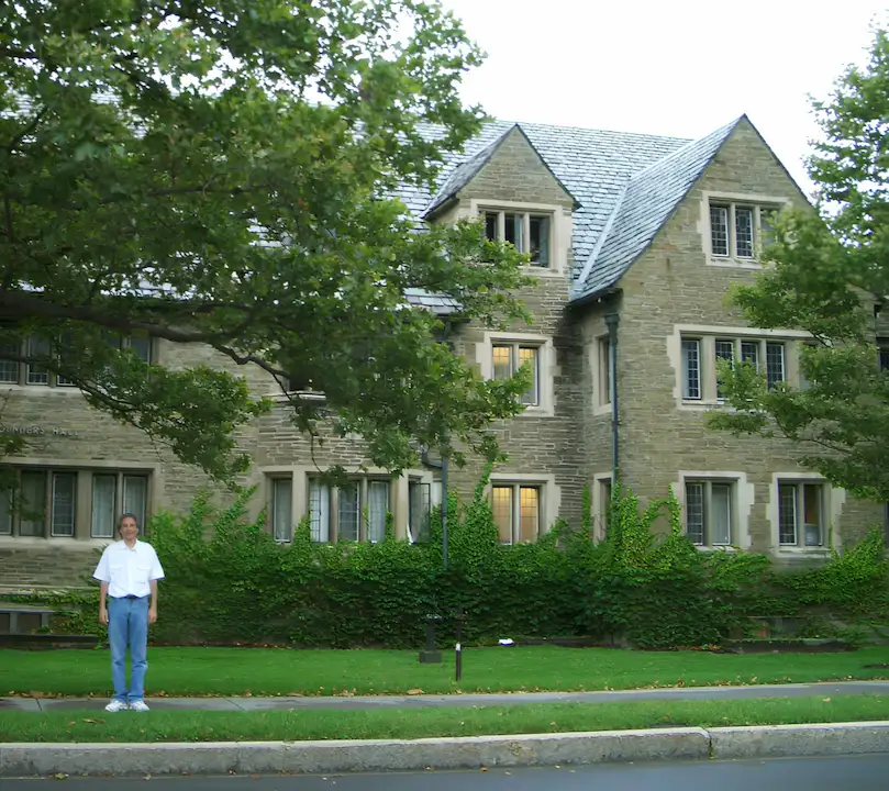 Dr. Warshak outside Founders Hall, Cornell