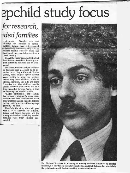 Newspaper feature close-up of Dr. Warshak